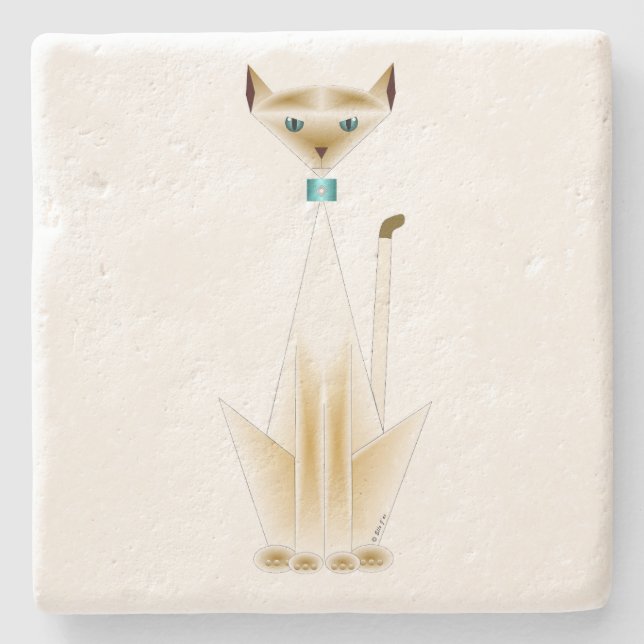 Siamese Cat Stone Coaster (Front)