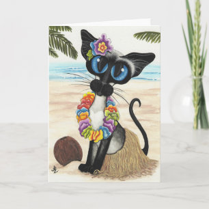 Siamese Cat Summer Luau Card
