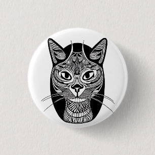 Siamese Cat Tattoo Pattern  1 Inch Round Button