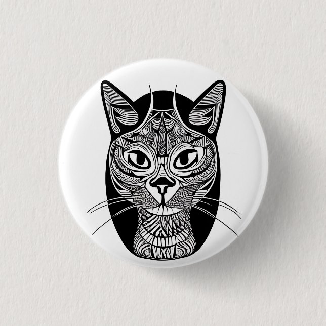 Siamese Cat Tattoo Pattern  1 Inch Round Button (Front)