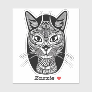 Siamese Cat Tattoo Pattern in Black and White 