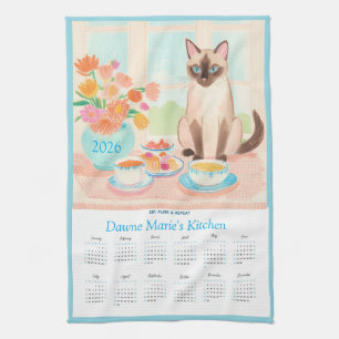 Siamese Cat, Teacups & Tea Towel Calendar Too