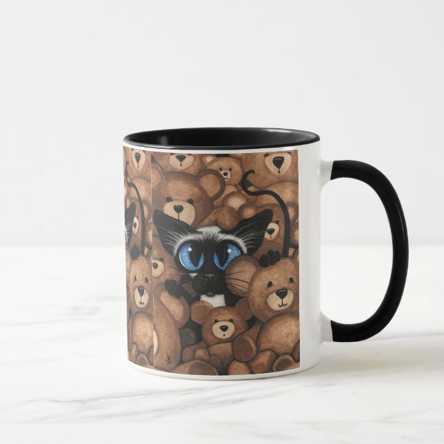 Siamese Cat Teddy Bear Hug by BiHrLe Mug (Right)