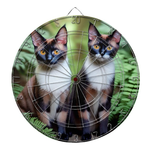 Siamese Cat Twins, Dartboard With Darts (Front)