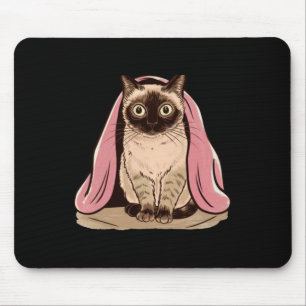 Siamese Cat Under A Pink Blanket Sticker Mouse Pad