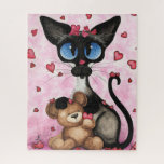Siamese Cat Valentines Day by Bihrle Jigsaw Puzzle<br><div class="desc">Part of my Siamese cat original hand painted paintings.</div>