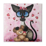 Siamese Cat Valentines Day by Bihrle Tile<br><div class="desc">Part of my Siamese cat original hand painted paintings.</div>