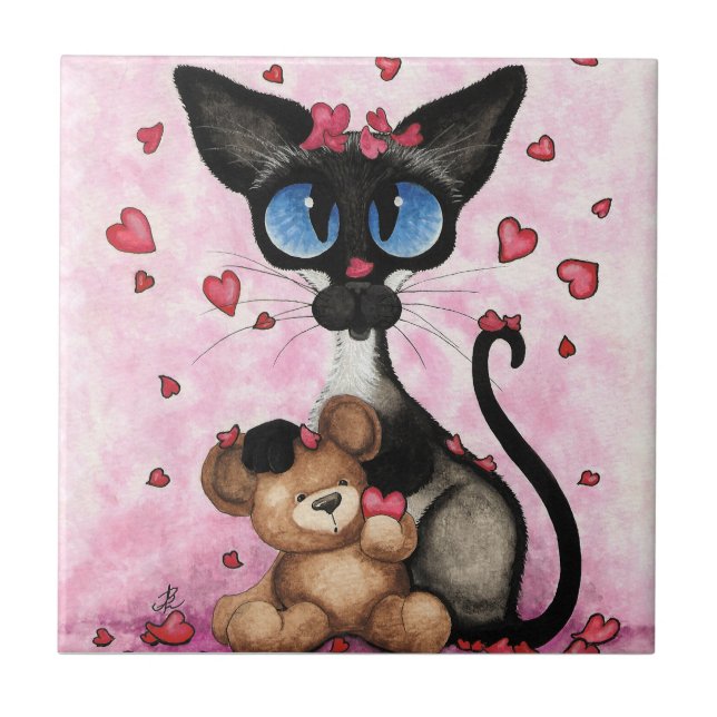 Siamese Cat Valentines Day by Bihrle Tile (Front)