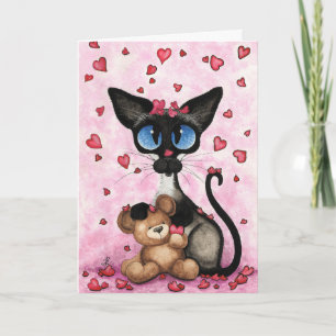 Siamese Cat Valentines Day Greeting Card by Bihrle
