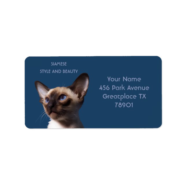 Siamese Cat Watercolor Drawing Label (Front)