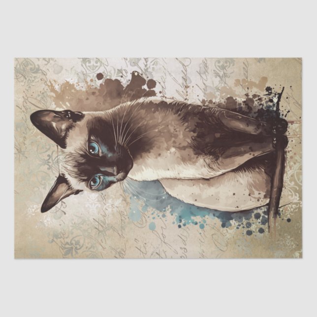 Siamese Cat Watercolor Tissue Paper (Front)