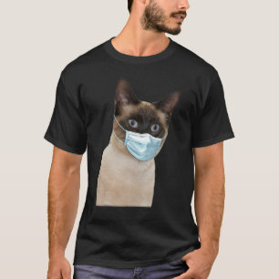 Siamese Cat Wearing Cat Face Mask Love Siamese Fun T-Shirt