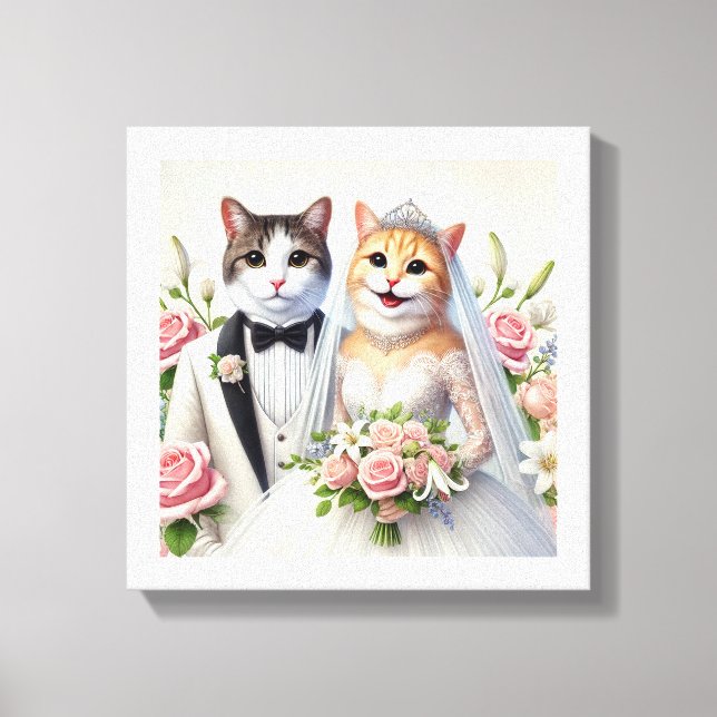 Siamese Cat Wedding Couple  Canvas Print (Front)