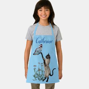 Siamese Cat With Blue Butterfly Personalized Apron