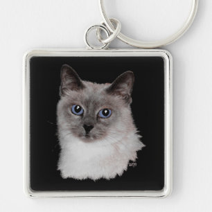 Siamese Cat with Blue Eyes Keychain