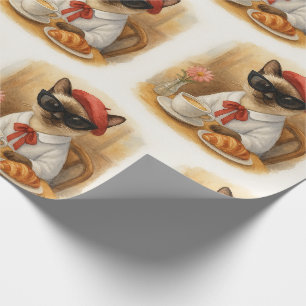 Siamese Cat with Breakfast  Wrapping Paper