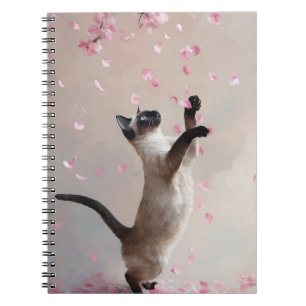 Siamese Cat with Cherry Blossoms Spiral Notebook