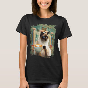 Siamese Cat with Coffee T-Shirt