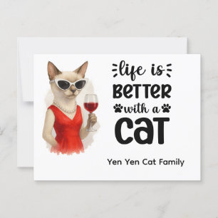 Siamese Cat with Funny Saying for Cat lovers Postcard