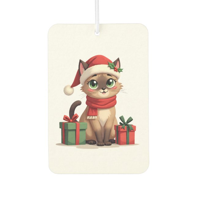 Siamese Cat Xmas Holiday Santa Siamese Cat Christm Air Freshener (Front)