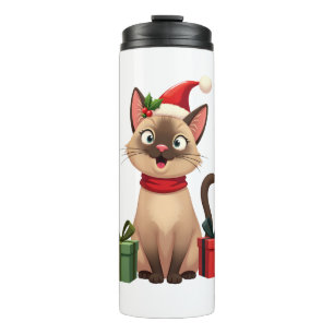 Siamese Cat Xmas Holiday Santa Siamese Cat Christm Thermal Tumbler