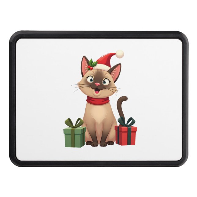 Siamese Cat Xmas Holiday Santa Siamese Cat Christm Trailer Hitch Cover (Front)