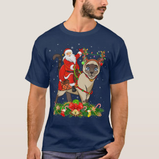 Siamese Cat Xmas Matching Santa Riding Siamese Cat T-Shirt