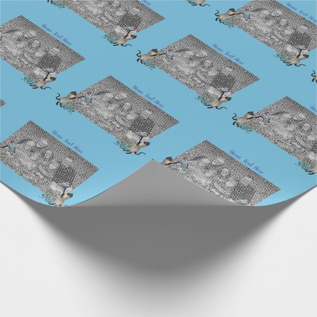 Siamese Cats Butterflies Photo Frame Template Wrapping Paper (Corner)