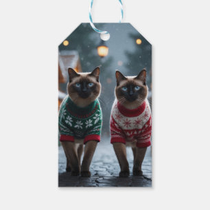 Siamese Cats Christmas Snow Holiday Gift Tags