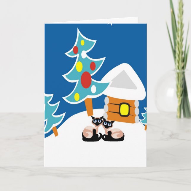 Siamese Cats Holiday Card (Front)