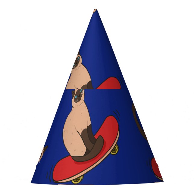 Siamese Cats Skateboards: Vintage Pattern Party Hat (Front)