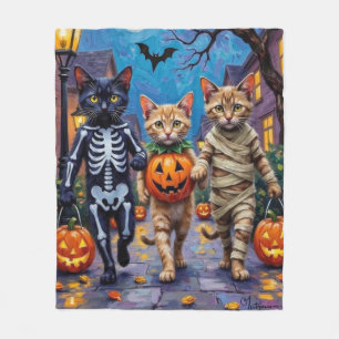 Siamese Cats Trick-or-Treating Halloween Costumes Fleece Blanket