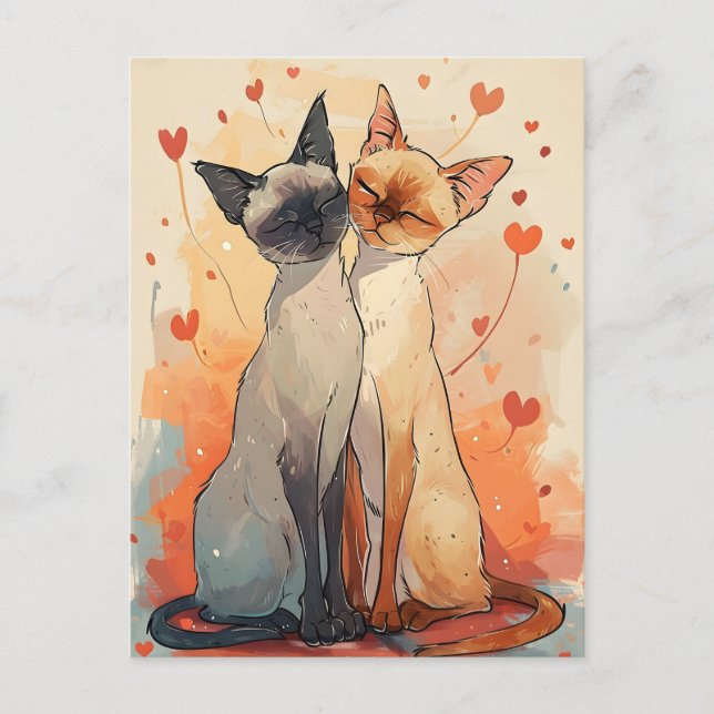 Siamese cats Valentine's day  Postcard (Front)