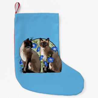 Siamese Cats with Morning Glories Small Christmas Stocking