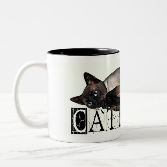 Siamese Cattitude Two-Tone Coffee Mug (Left)