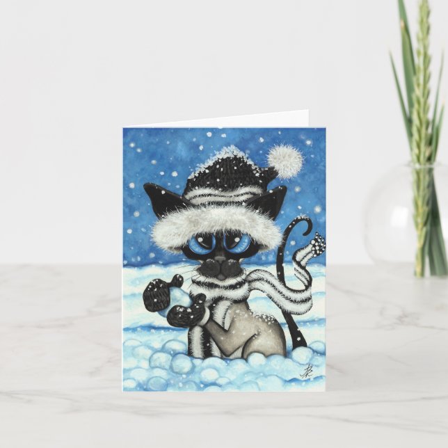 Siamese Christmas Cat by BiHrLe Card (Front)
