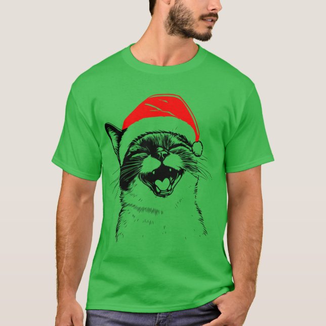 Siamese Christmas Cat T-Shirt (Front)
