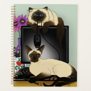 Siamese Computer Cats Mischief  Planner