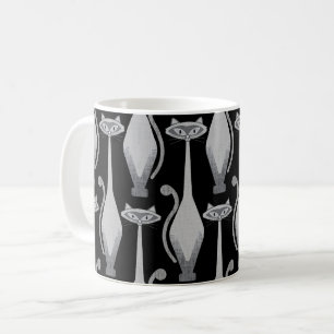Siamese curious cat - black and white coffee mug