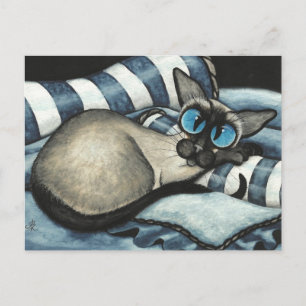 Siamese Designer Blue Postcard