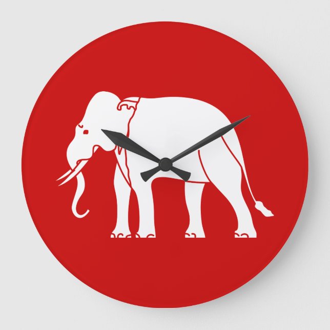 Siamese Elephant Large Clock (Front)