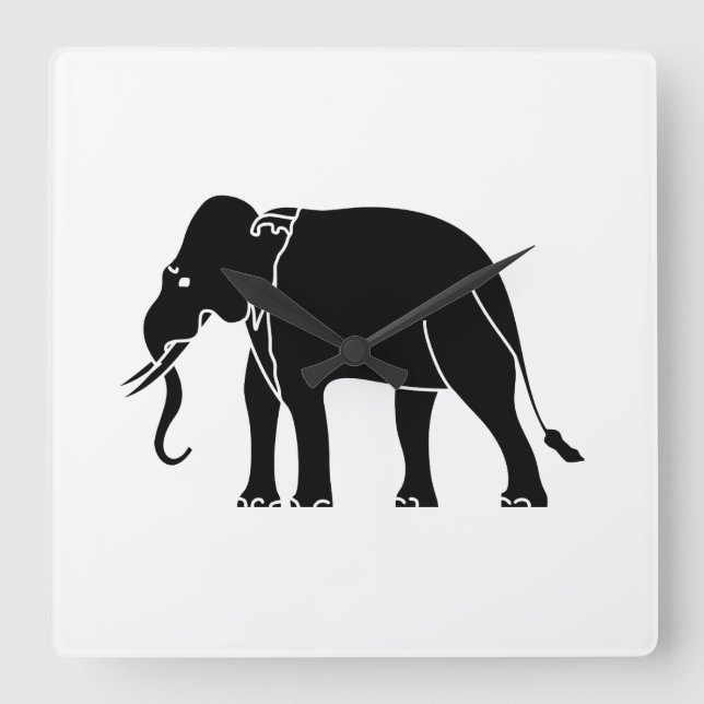 Siamese Elephant Square Wall Clock (Front)
