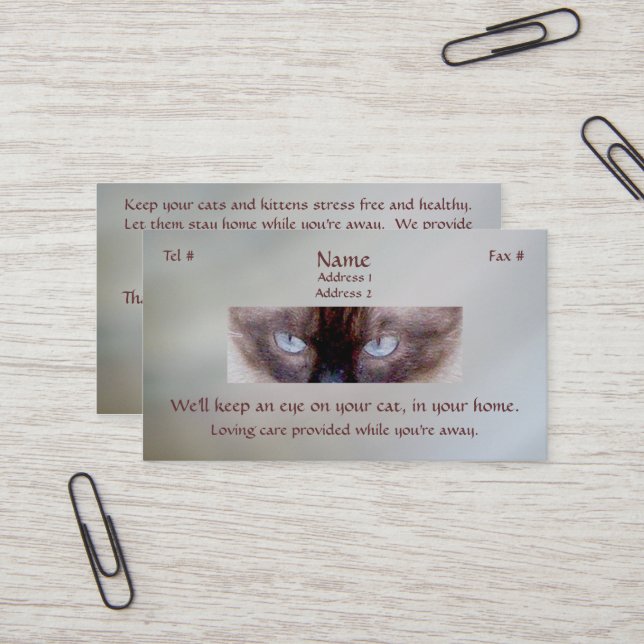 Siamese Eyes Business Cards (Front/Back In Situ)