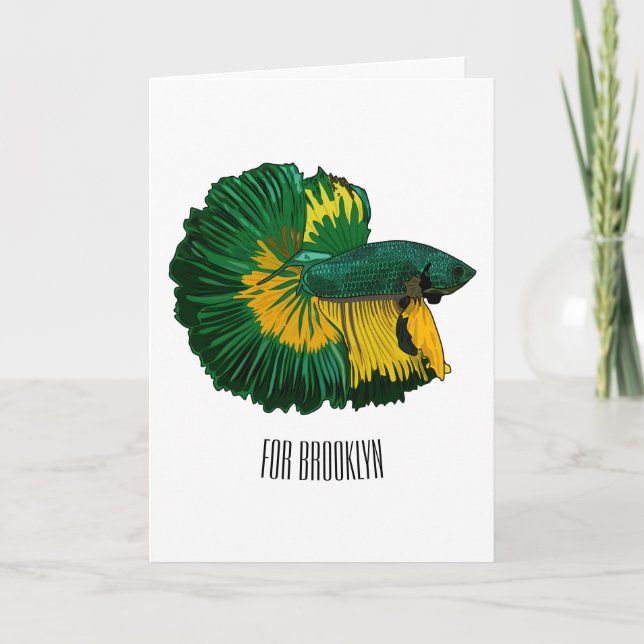 Siamese fighting fish cartoon illustration card (Front)
