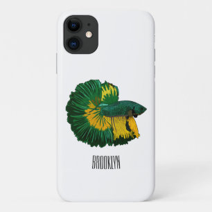 Siamese fighting fish cartoon illustration iPhone 11 case