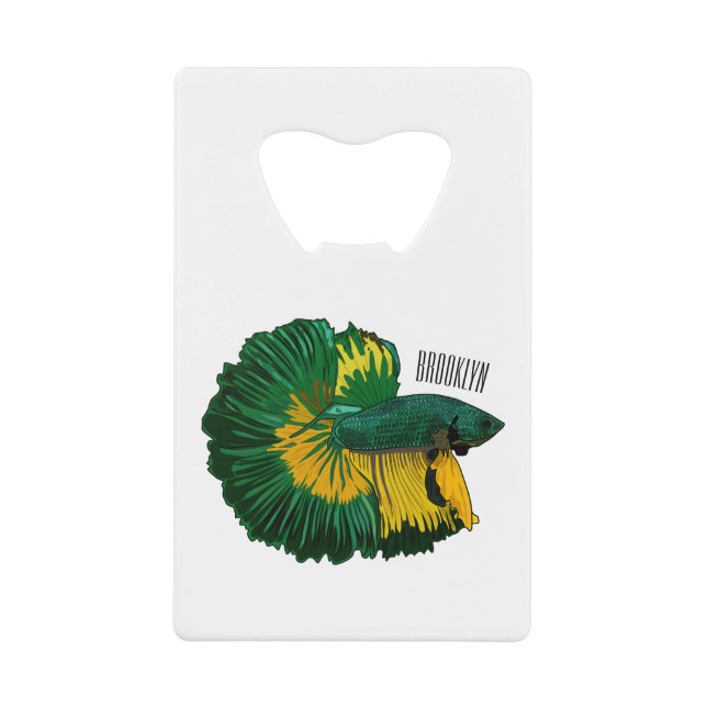 Siamese fighting fish cartoon illustration credit card bottle opener (Front)