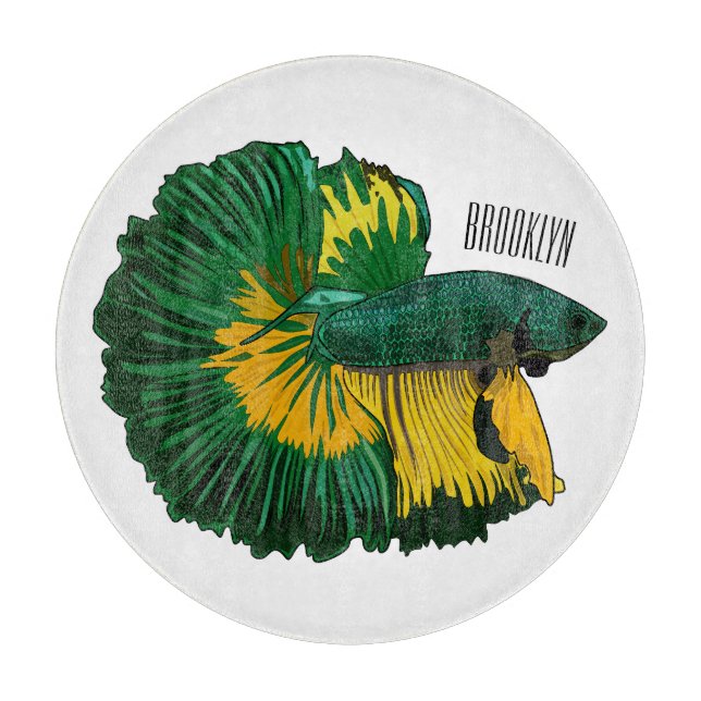 Siamese fighting fish cartoon illustration cutting board (Front)