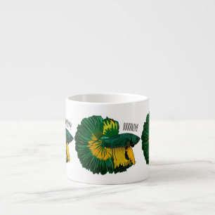Siamese fighting fish cartoon illustration espresso cup