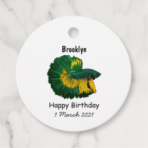 Siamese fighting fish cartoon illustration favour tags
