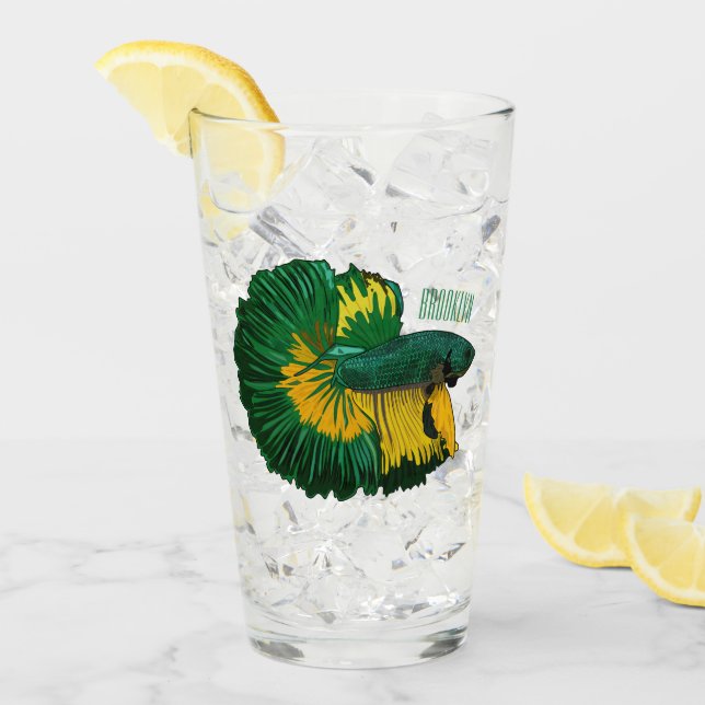 Siamese fighting fish cartoon illustration glass (Front Ice)
